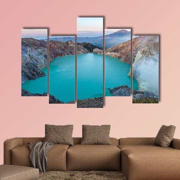 Colorful Ijen Volcano Canvas Wall Art-5 Pop-Gallery Wrap-47" x 32"-Tiaracle