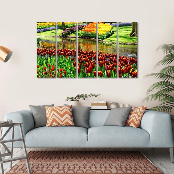 Colorful Keukenhof Garden Canvas Wall Art-5 Horizontal-Gallery Wrap-22" x 12"-Tiaracle