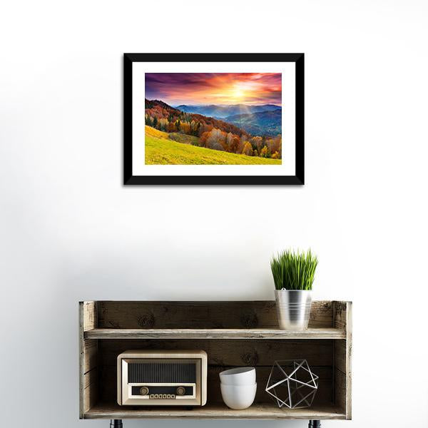 Colorful Mountain At Sunset Canvas Wall Art-1 Piece-Framed Print-20" x 16"-Tiaracle