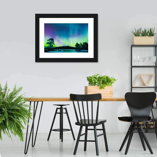 Colorful Northern Lights Panoramic Canvas Wall Art-1 Piece-36" x 12"-Tiaracle