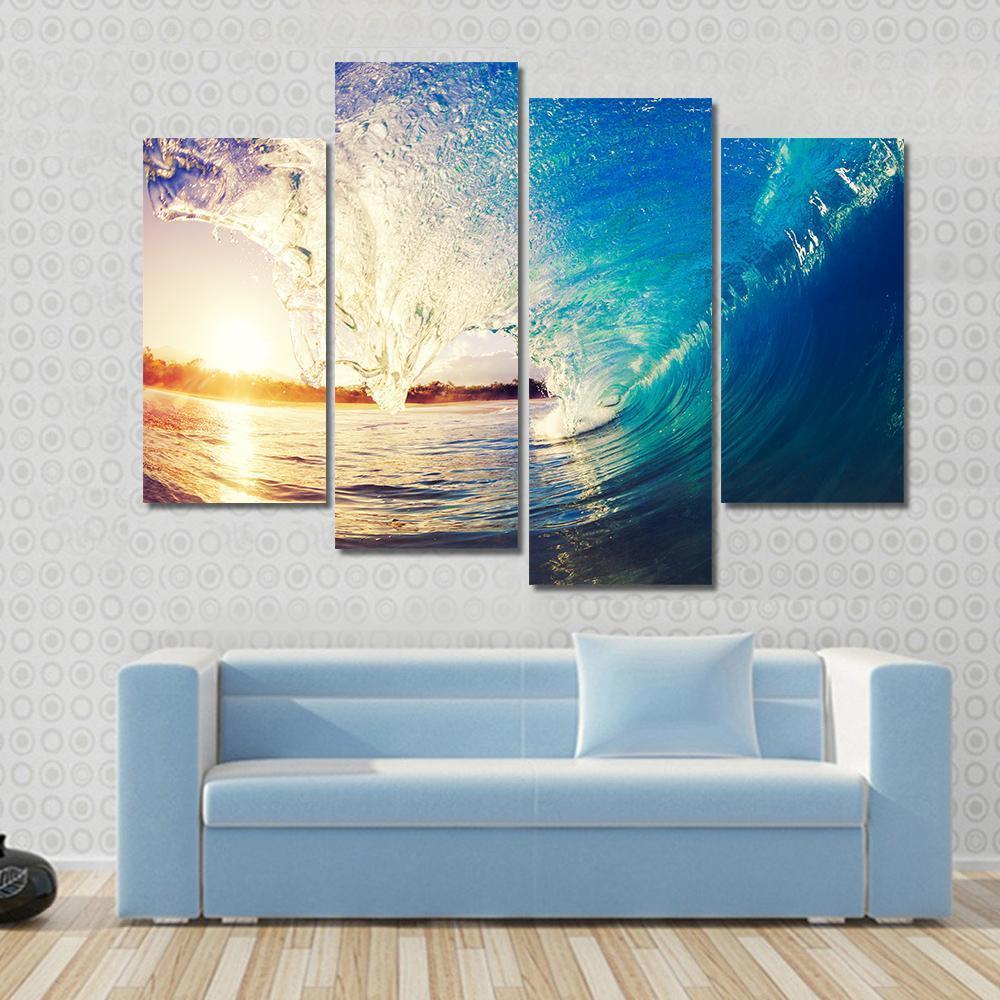 Colorful Ocean Wave Canvas Wall Art-4 Pop-Gallery Wrap-50" x 32"-Tiaracle