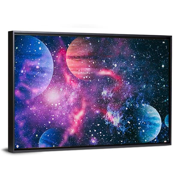 Colorful Planet Illustration Canvas Wall Art-3 Horizontal-Gallery Wrap-25" x 16"-Tiaracle