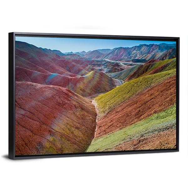 Colorful Rainbow Mountains Canvas Wall Art-3 Horizontal-Gallery Wrap-25" x 16"-Tiaracle
