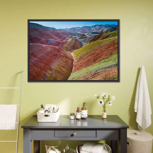 Colorful Rainbow Mountains Canvas Wall Art-3 Horizontal-Gallery Wrap-25" x 16"-Tiaracle