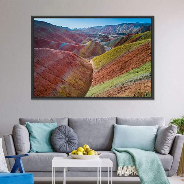 Colorful Rainbow Mountains Canvas Wall Art-3 Horizontal-Gallery Wrap-25" x 16"-Tiaracle