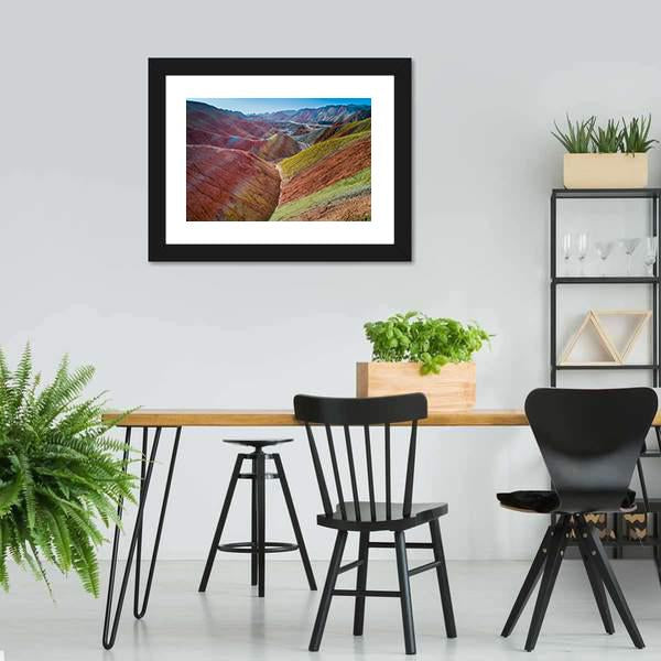 Colorful Rainbow Mountains Canvas Wall Art-3 Horizontal-Gallery Wrap-25" x 16"-Tiaracle