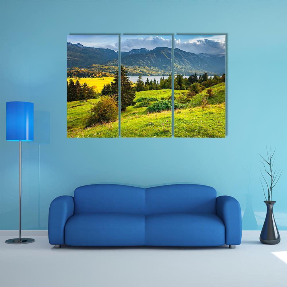 Morning On Bohinj Lake Canvas Wall Art-3 Horizontal-Gallery Wrap-37" x 24"-Tiaracle