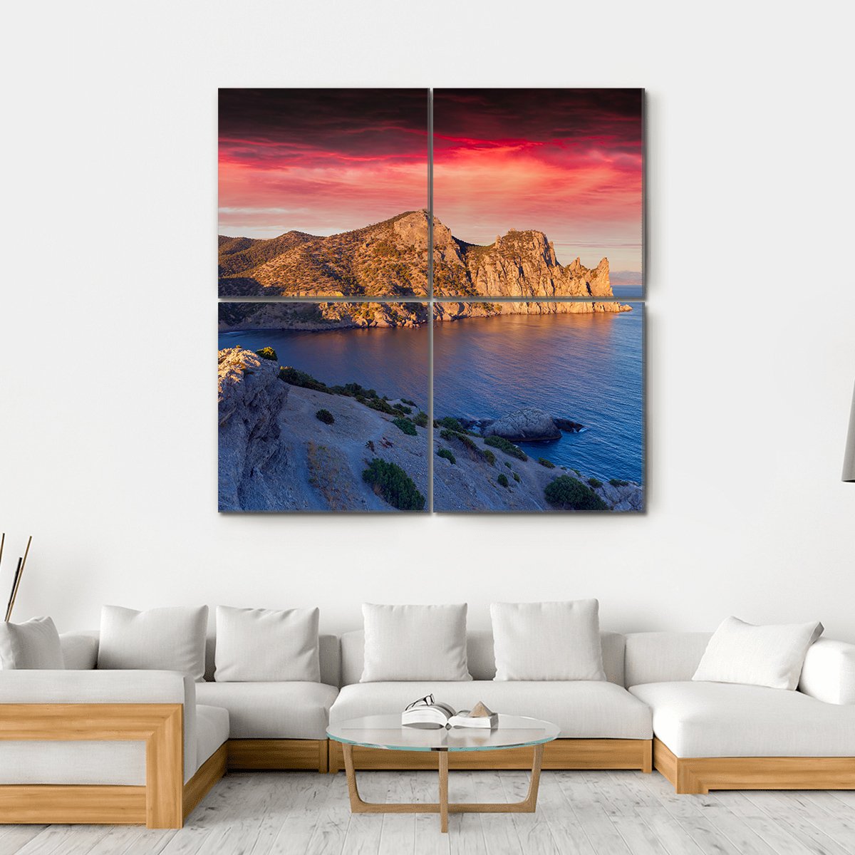 Summer Sunrise On Sea Canvas Wall Art-4 Square-Gallery Wrap-17" x 17"-Tiaracle