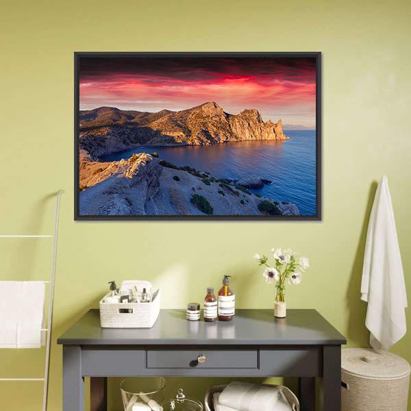 Summer Sunrise On Sea Canvas Wall Art-3 Horizontal-Gallery Wrap-25" x 16"-Tiaracle