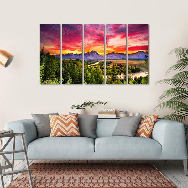 Colorful Sunset at Snake River Canvas Wall Art
