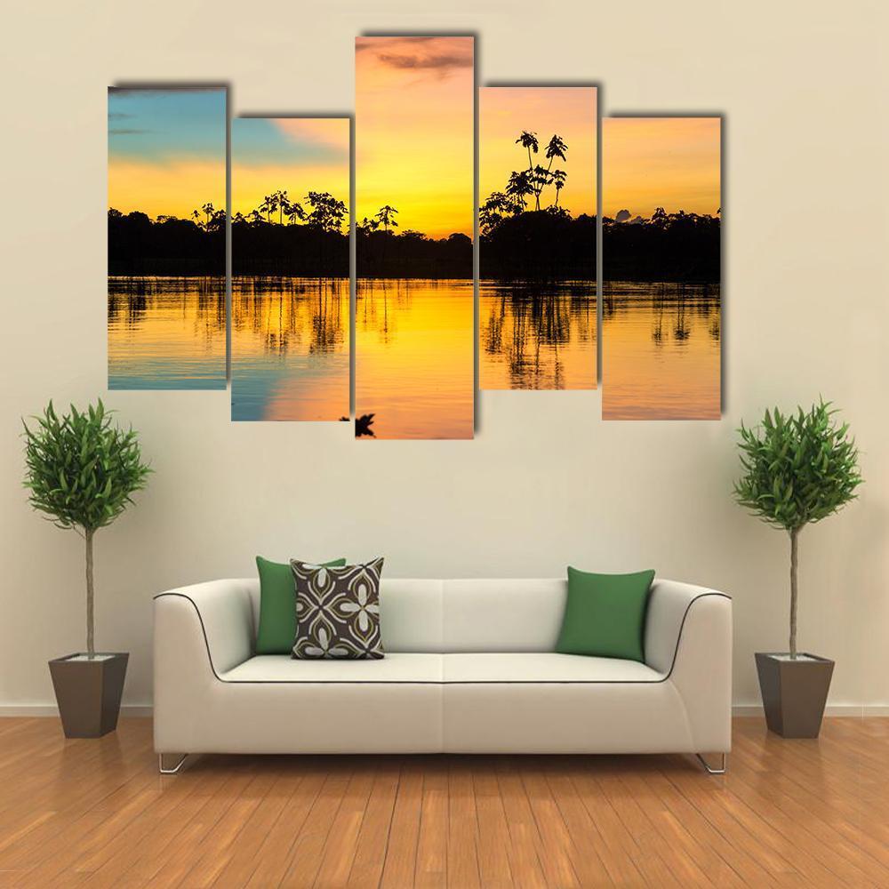 Amazon Rain Forest Peru Canvas Wall Art-5 Pop-Gallery Wrap-47" x 32"-Tiaracle
