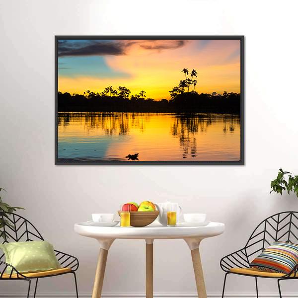 Amazon Rain Forest Peru Canvas Wall Art-1 Piece-Floating Frame-24" x 16"-Tiaracle