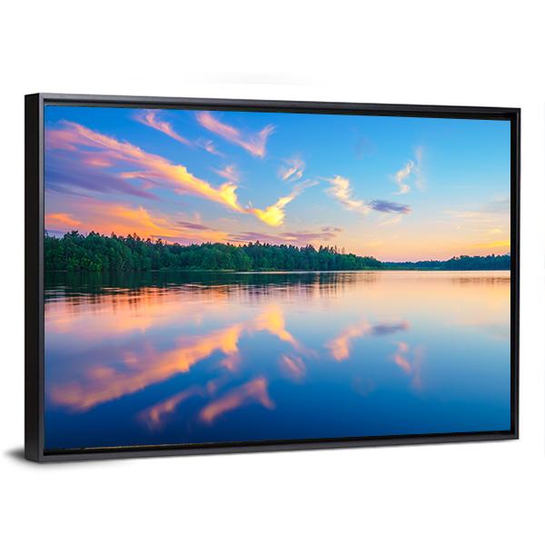 Colorful Sunset Over Forest Canvas Wall Art-3 Horizontal-Gallery Wrap-25" x 16"-Tiaracle