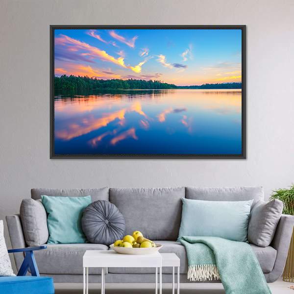 Colorful Sunset Over Forest Canvas Wall Art-3 Horizontal-Gallery Wrap-25" x 16"-Tiaracle