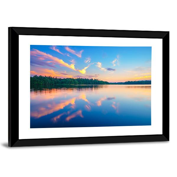 Colorful Sunset Over Forest Canvas Wall Art-3 Horizontal-Gallery Wrap-25" x 16"-Tiaracle