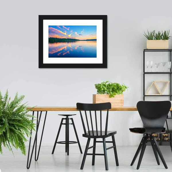 Colorful Sunset Over Forest Canvas Wall Art-3 Horizontal-Gallery Wrap-25" x 16"-Tiaracle