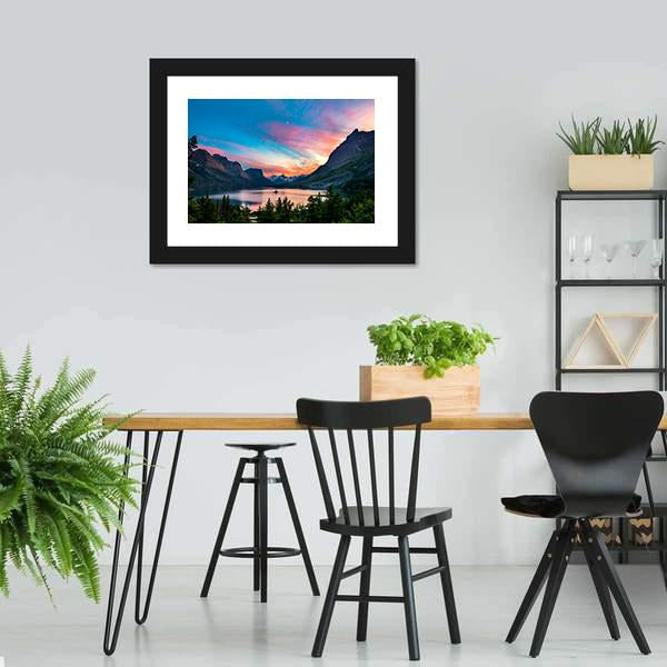 Sunset Over St. Mary Lake Canvas Wall Art-3 Horizontal-Gallery Wrap-25" x 16"-Tiaracle