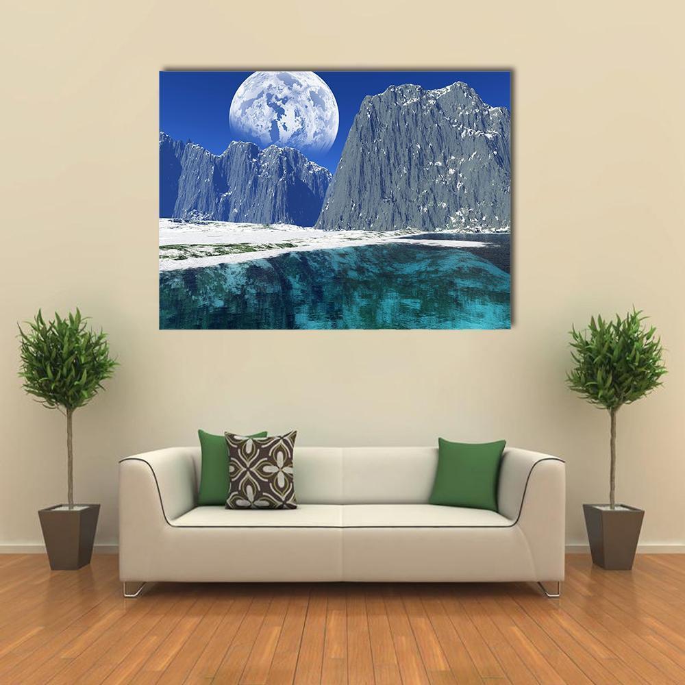 Colorful Winter Coast Canvas Wall Art-1 Piece-Gallery Wrap-48" x 32"-Tiaracle