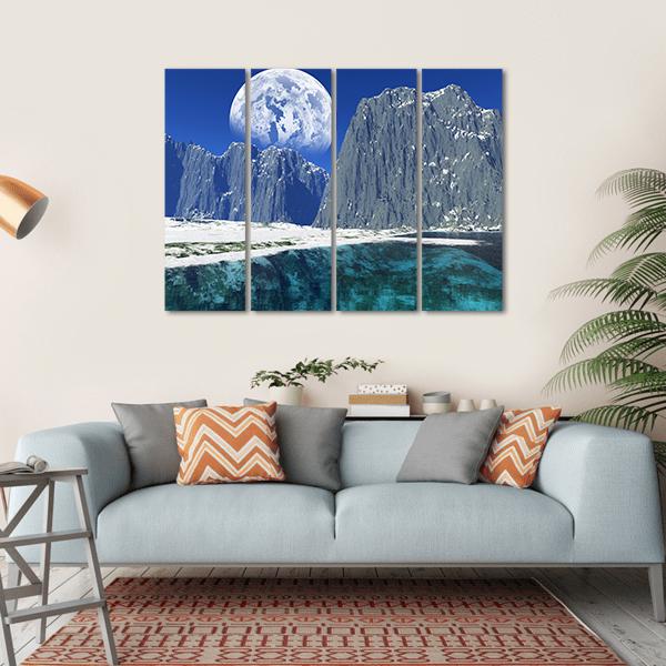 Colorful Winter Coast Canvas Wall Art-4 Horizontal-Gallery Wrap-34" x 24"-Tiaracle