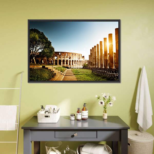 Colosseum In Clear Day Canvas Wall Art-5 Horizontal-Gallery Wrap-22" x 12"-Tiaracle