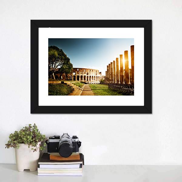 Colosseum In Clear Day Canvas Wall Art-5 Horizontal-Gallery Wrap-22" x 12"-Tiaracle