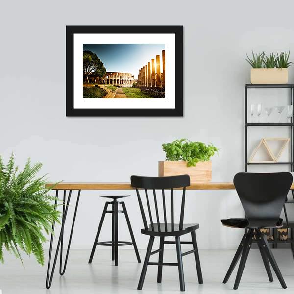Colosseum In Clear Day Canvas Wall Art-5 Horizontal-Gallery Wrap-22" x 12"-Tiaracle