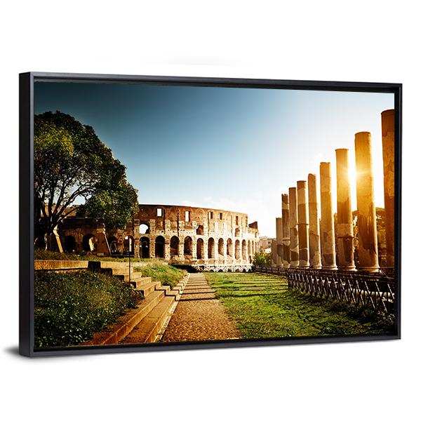 Colosseum In Clear Day Canvas Wall Art-5 Horizontal-Gallery Wrap-22" x 12"-Tiaracle