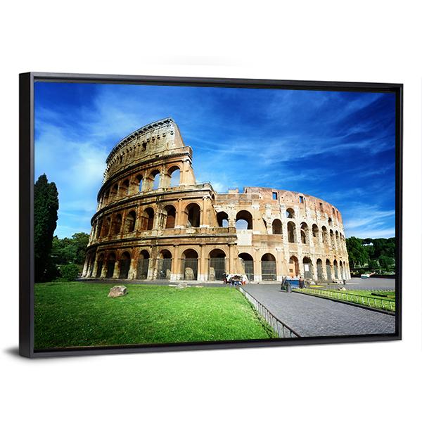 Colosseum In Rome Canvas Wall Art-5 Horizontal-Gallery Wrap-22" x 12"-Tiaracle