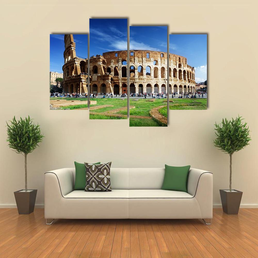 Colosseum In Rome Italy Canvas Wall Art-4 Pop-Gallery Wrap-50" x 32"-Tiaracle