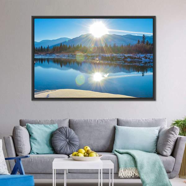 Columbia River In Canada Panoramic Canvas Wall Art-1 Piece-36" x 12"-Tiaracle