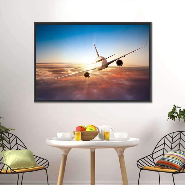 Commercial Airplane Canvas Wall Art-1 Piece-Floating Frame-24" x 16"-Tiaracle