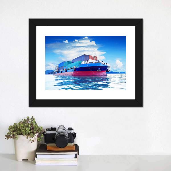 Commercial Container Ship Canvas Wall Art-3 Horizontal-Gallery Wrap-25" x 16"-Tiaracle