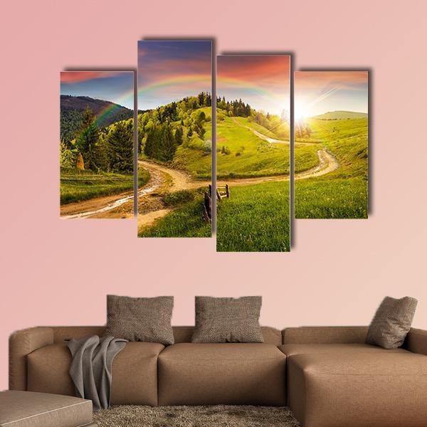 Composite Autumn Landscape Canvas Wall Art-4 Pop-Gallery Wrap-50" x 32"-Tiaracle