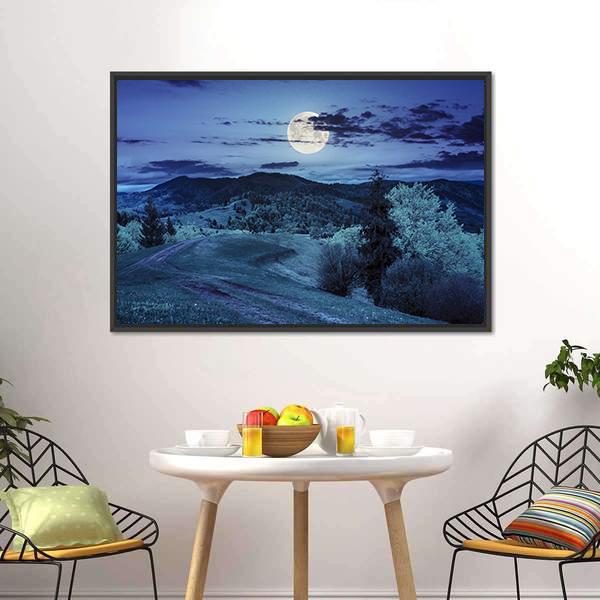 Mountain & Forest Landscape Canvas Wall Art-1 Piece-Floating Frame-24" x 16"-Tiaracle