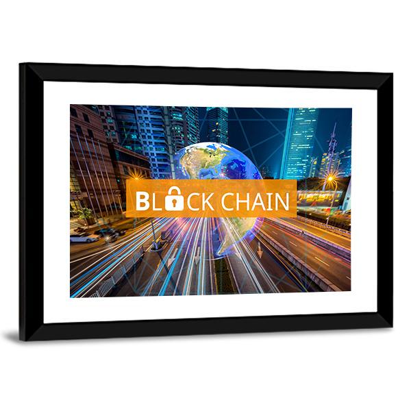 Concept Of Blockchain Canvas Wall Art-3 Horizontal-Gallery Wrap-25" x 16"-Tiaracle