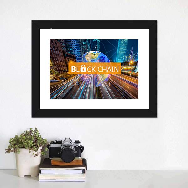 Concept Of Blockchain Panoramic Canvas Wall Art-1 Piece-36" x 12"-Tiaracle