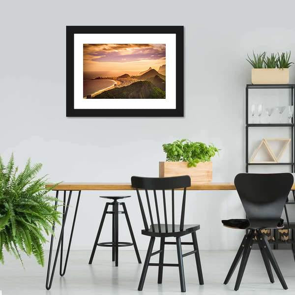 Copacabana Beach At Dusk Panoramic Canvas Wall Art-1 Piece-36" x 12"-Tiaracle