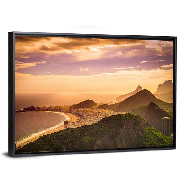 Copacabana Beach At Dusk Panoramic Canvas Wall Art-1 Piece-36" x 12"-Tiaracle