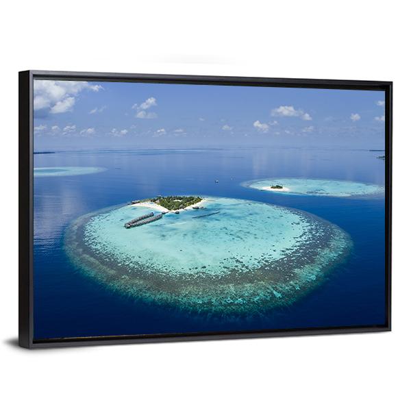Coral Atolls Maldives Canvas Wall Art-3 Horizontal-Gallery Wrap-25" x 16"-Tiaracle