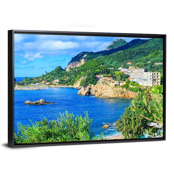 Corfu Island Greece Canvas Wall Art-3 Horizontal-Gallery Wrap-25" x 16"-Tiaracle