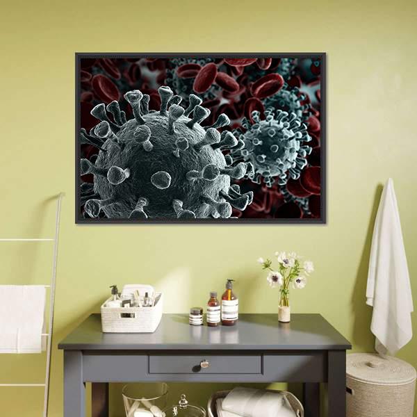 Coronavirus Close Up Canvas Wall Art-5 Horizontal-Gallery Wrap-22" x 12"-Tiaracle