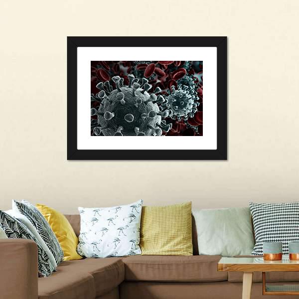Coronavirus Close Up Canvas Wall Art-1 Piece-Framed Print-20" x 16"-Tiaracle