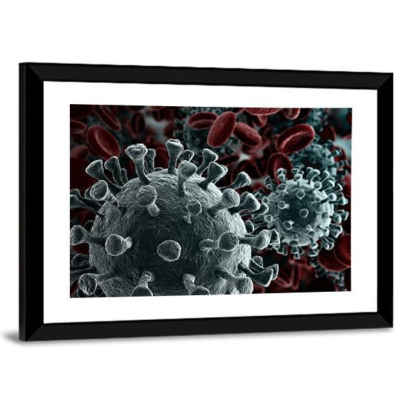 Coronavirus Close Up Vertical Canvas Wall Art-3 Vertical-Gallery Wrap-12" x 25"-Tiaracle