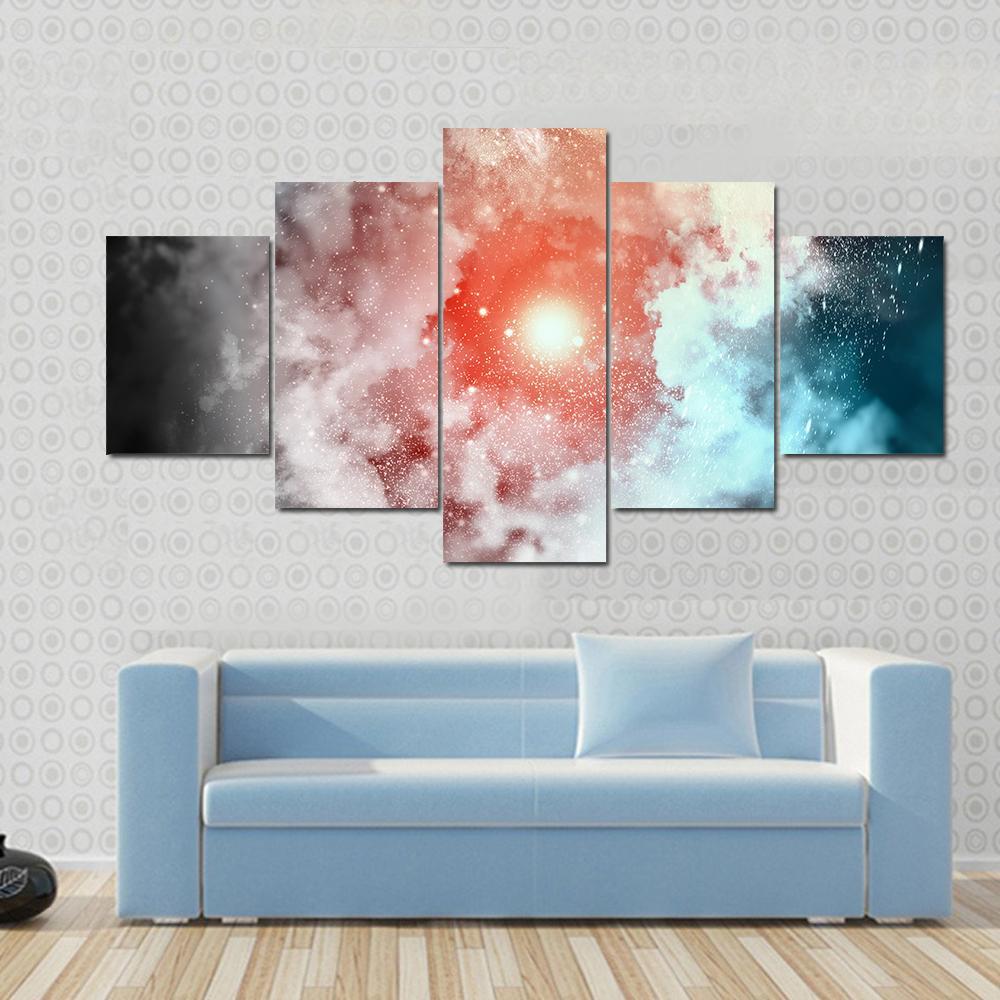 Cosmic Clouds Of Mist Canvas Wall Art-5 Star-Gallery Wrap-62" x 32"-Tiaracle