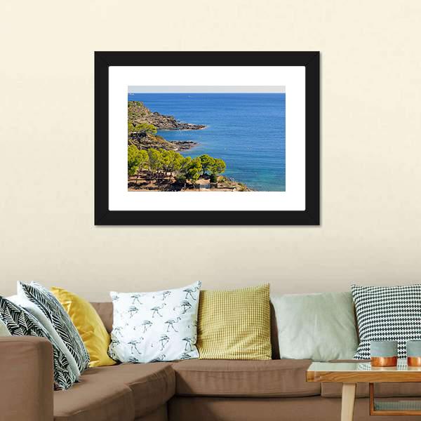 Costa Brava In Spain Canvas Wall Art-1 Piece-Framed Print-20" x 16"-Tiaracle