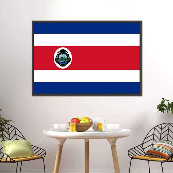 Costa Rica Flag Canvas Wall Art-1 Piece-Floating Frame-24" x 16"-Tiaracle