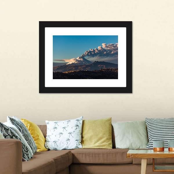 Cotopaxi Volcano Eruption Canvas Wall Art-1 Piece-Framed Print-20" x 16"-Tiaracle