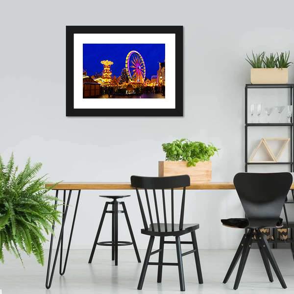 Cottbus Christmas Market Canvas Wall Art-3 Horizontal-Gallery Wrap-25" x 16"-Tiaracle