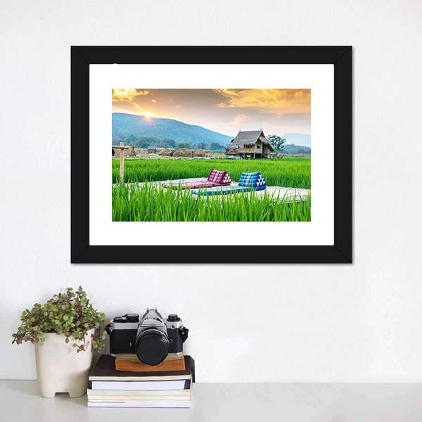 Couch In Rice Field Canvas Wall Art-3 Horizontal-Gallery Wrap-25" x 16"-Tiaracle