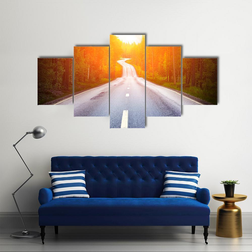 Country Road Sweden Canvas Wall Art-5 Star-Gallery Wrap-62" x 32"-Tiaracle